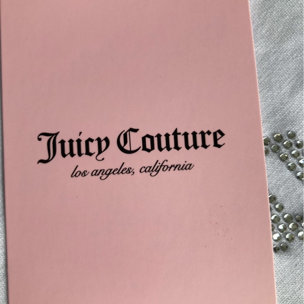 Juicy Couture Rhinestone Logo White Stretch Tee & Black Velour Shorts Set - Picture 7 of 8